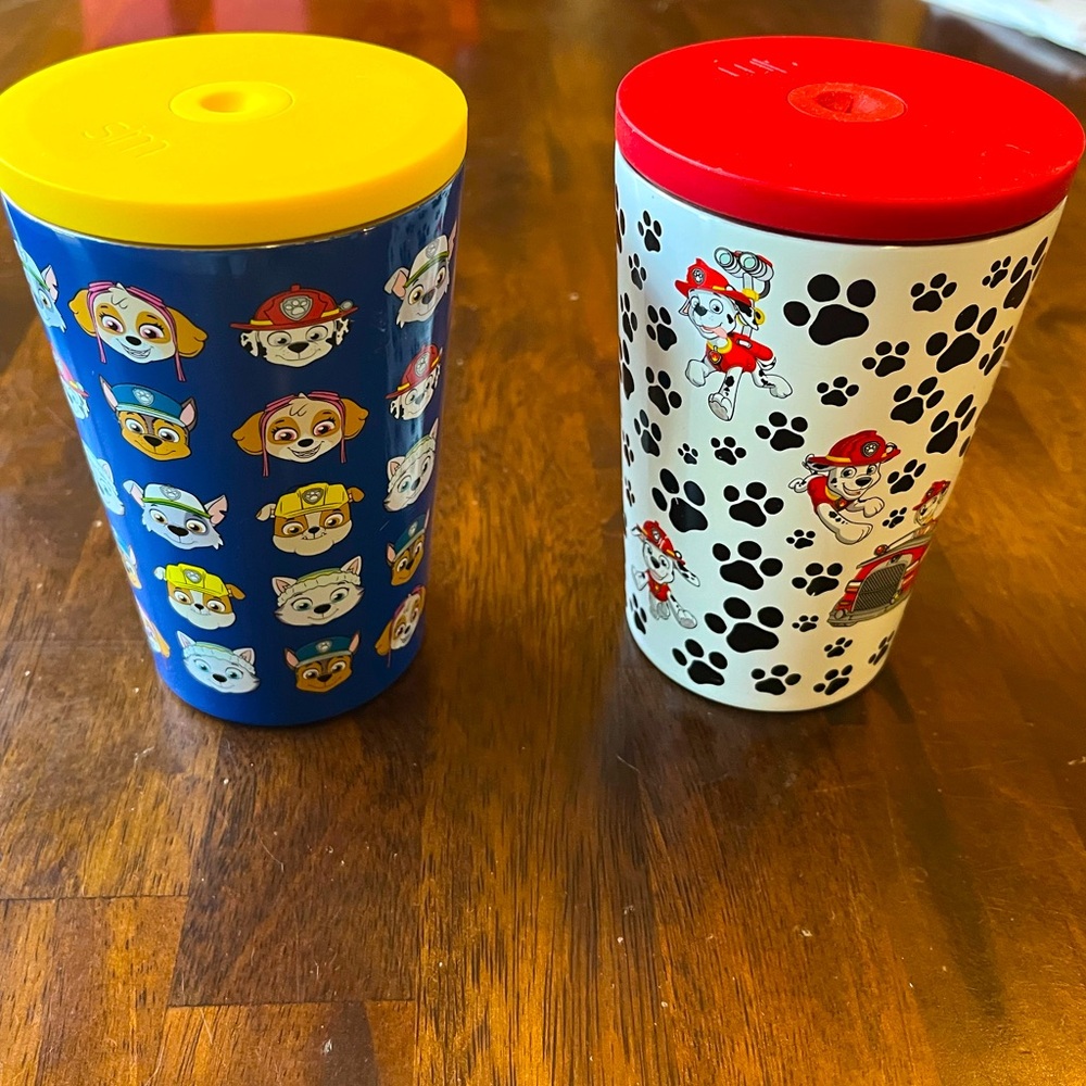 Set of (2) Simple Modern Paw Patrol tumbler cups with lid